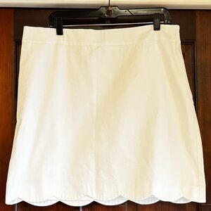 Talbots White Scalloped Hem Mini Skirt